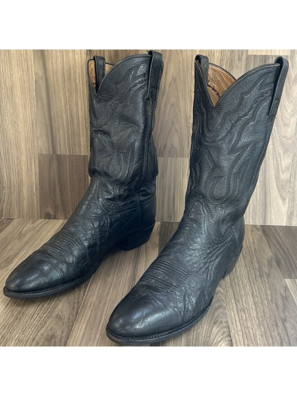 Lucchese 2000 Black T3094R4 Cowboy Boots Mens 12 D